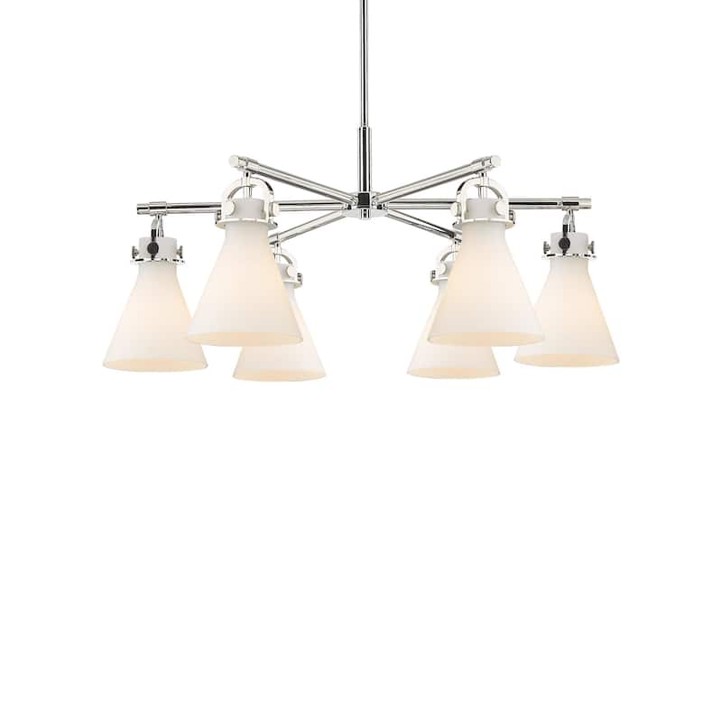 Innovations Lighting 410-6CR-16-26 Newton Cone Chandelier Newton Cone - Polished Nickel / White