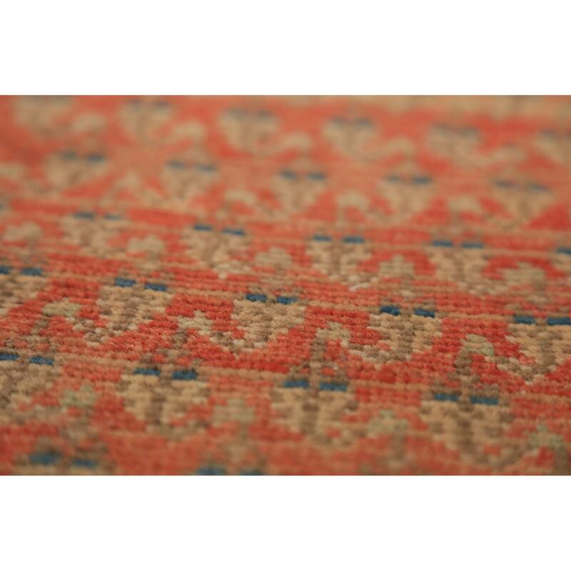 Hand Knotted Oriental 100% Wool Carpet Traditional All-Over Oranges & Rust Botemir Runner Rug - 10' 2'' X 3' 7''