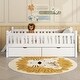 preview thumbnail 1 of 28, Bedroom Wood Twin Size Platform Bed with Both Sides Guardrail and 2 Storage Drawers, Kids Bed Frame with Slats Support White