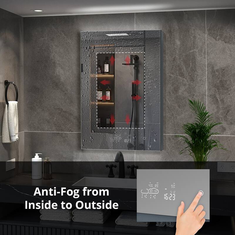 Savera 30 in. Surface-Mount LED Mirror Medicine Cabinet with Defogger