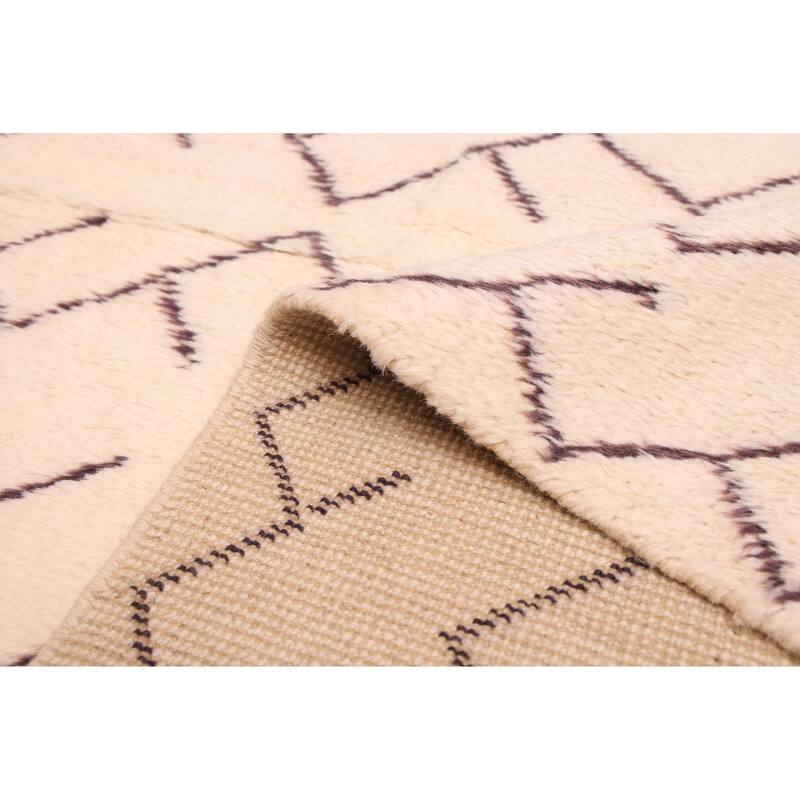 ECARPETGALLERY Hand-knotted Pak Finest Marrakesh Cream Wool Rug - 6'9 x 9'7