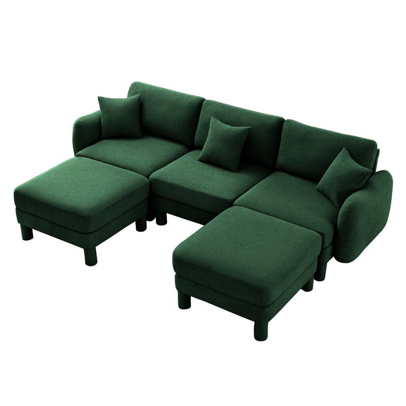 109.4" 3-Seater Modern Upholstered Sofa Couch, Deep-Seat Sectional Sofa with Shell-Shaped Armrests, Leisure Sofa for Living Room