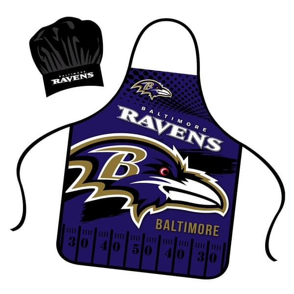 slide 2 of 3, NFL Apron & Chef Hat Set, with Large Team Logo - Baltimore Ravens - 31" x 25"
