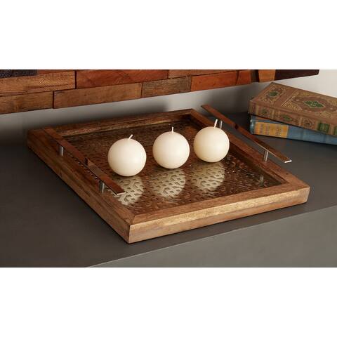 Grey Wood Natural Tray Set of 2 2 x 20 x 12