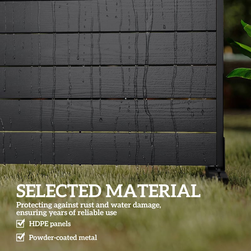 Outsunny HDPE Outdoor Privacy Screen, 47.2"W x 68.5"H Decorative Privacy Fence Screen with Stand and 6 Panels