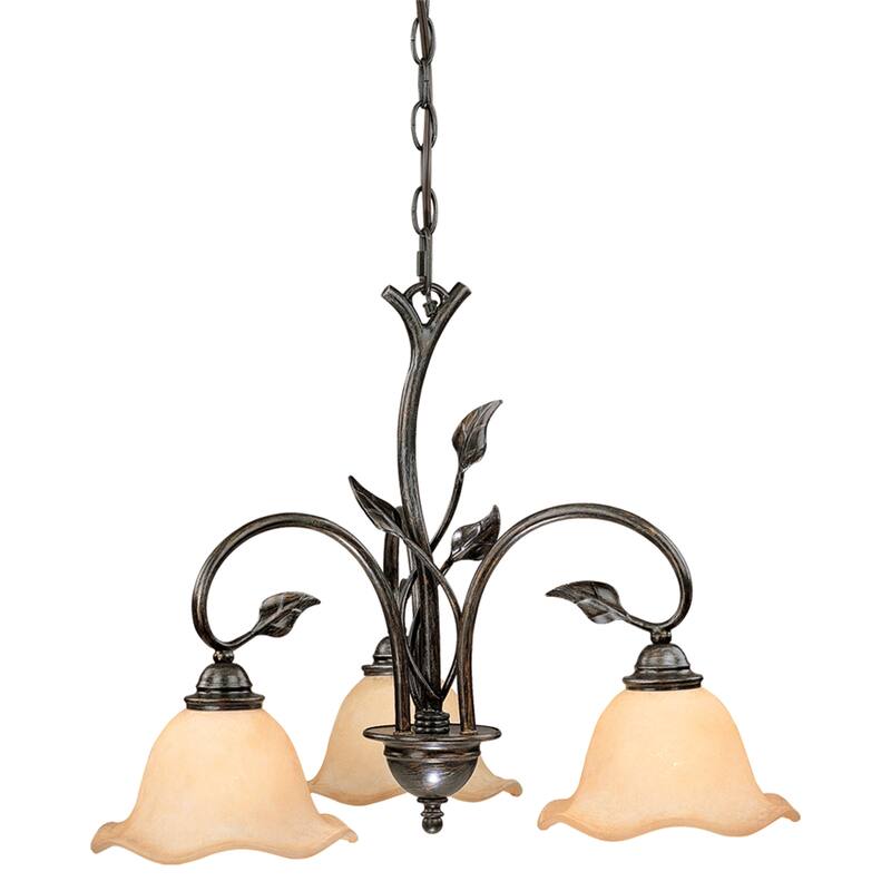Vine 3 Light Black Rustic Chandelier - 22-in W x 17.5-in H x 22-in D - Oil Shale - 22-in W x 17.5-in H x 22-in D