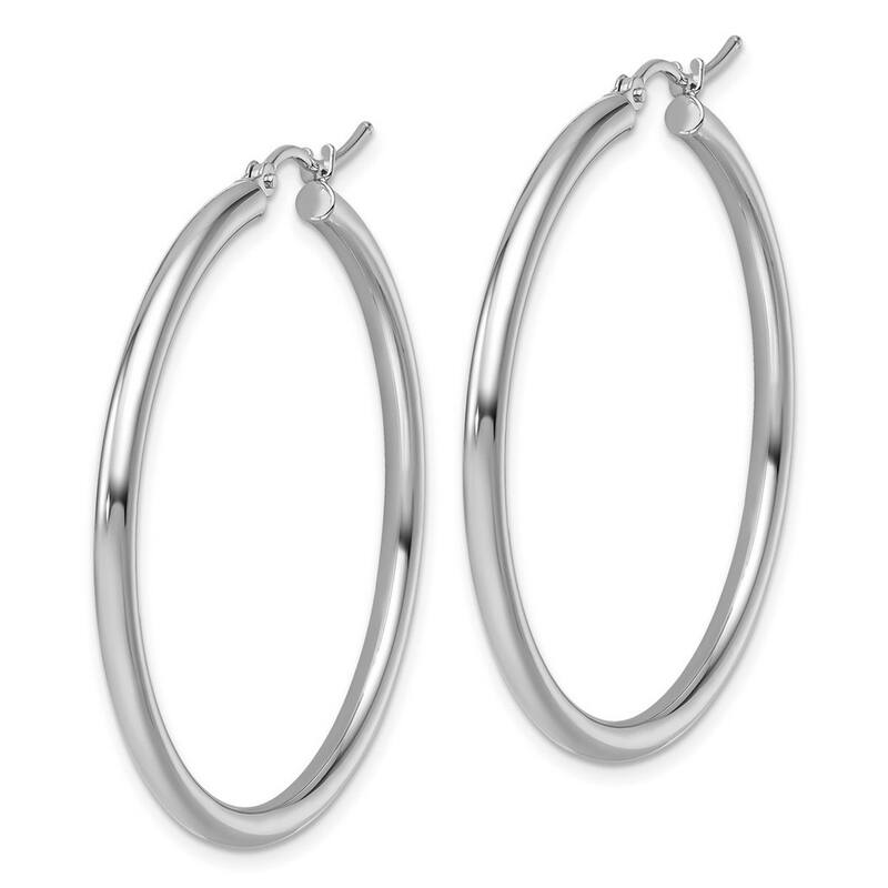 Curata 14k White Gold Polished Lightweight Tube Hoop Earrings - 41x42mm