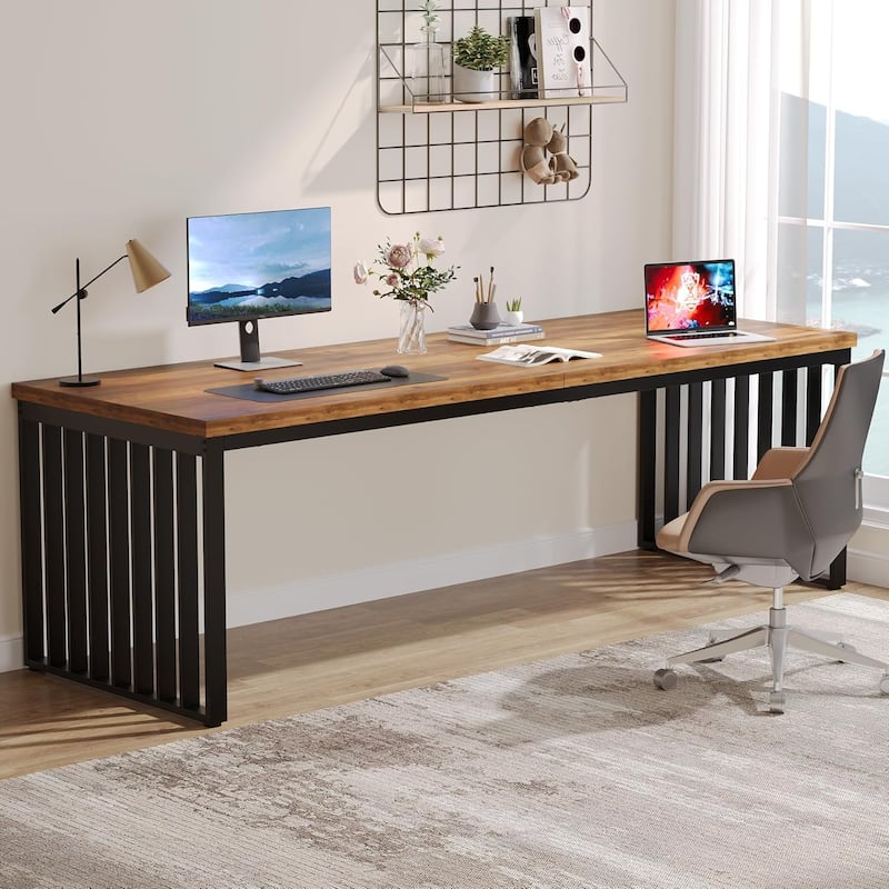 78.74 Inches Double Computer Desk for 2 Person - Extra Long Workstation with Heavy Duty Metal Frame, Large Dual Study Table