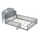 preview thumbnail 11 of 11, Grey Full Size Plywood Montessori Floor Bed with Bookcases and Guardrails