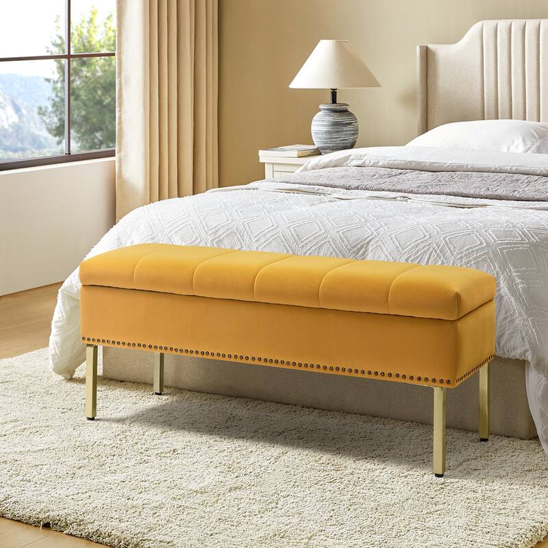 Egmont Contemporary Velvet Flip-Top Storage Bench by HULALA HOME