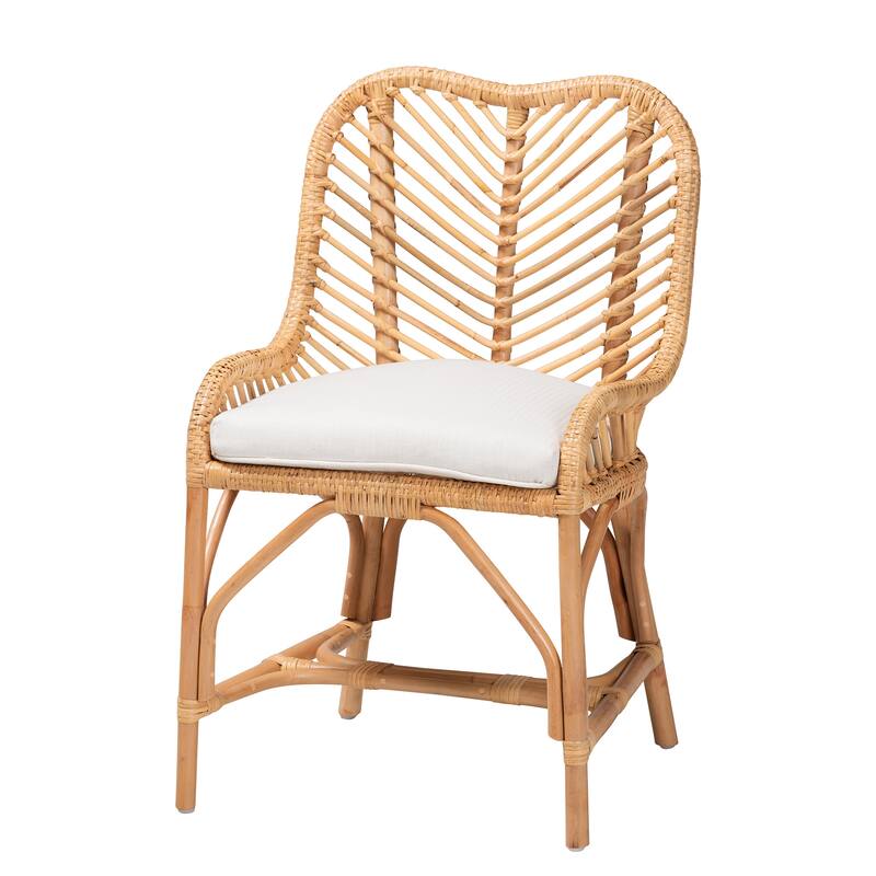 Arween Modern Bohemian Natural Brown Rattan Counter Stool