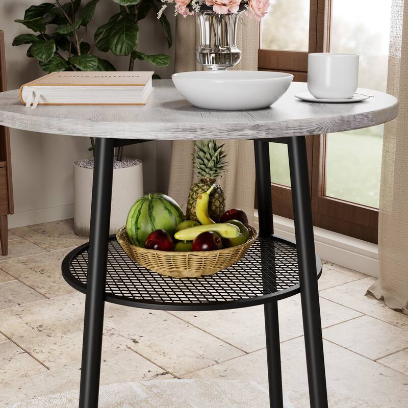 3-Piece Bar Table Set with 2 Bar Stools - Modern Pub Table with Backrests & Storage Shelf