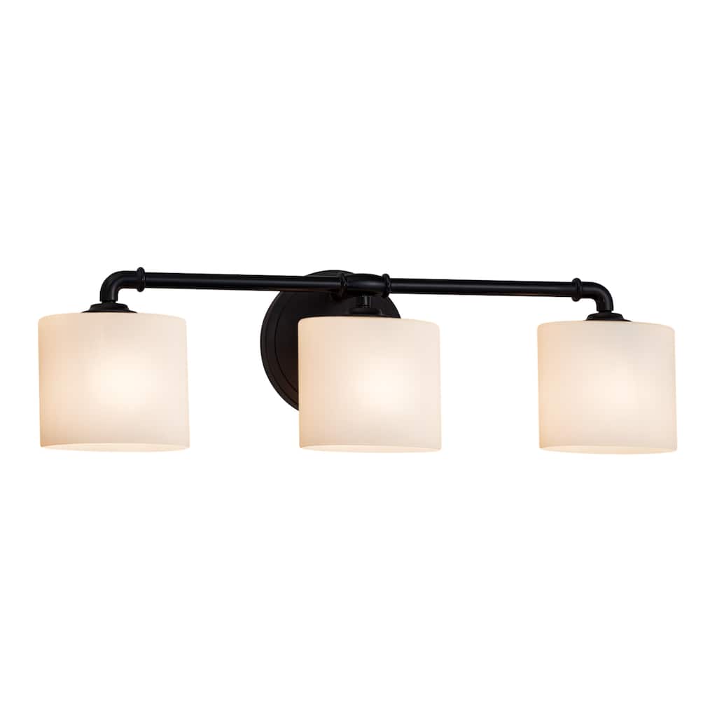 Justice Design Fusion Bronx 3-light Matte Black Bath Bar, Opal Oval Shade