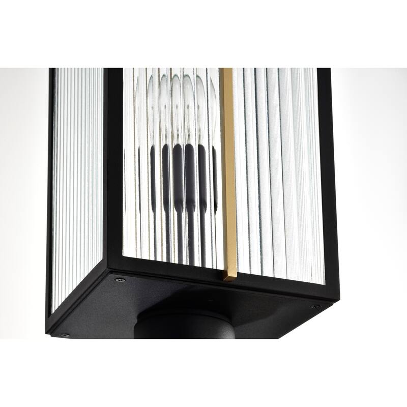 Holden Outdoor Post Lantern Gold and Black Finish Clear Glass