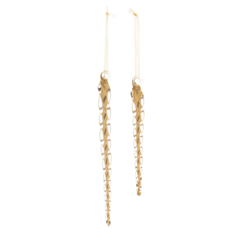 Swirled Glass Icicle Ornament (Set of 12) - N/A