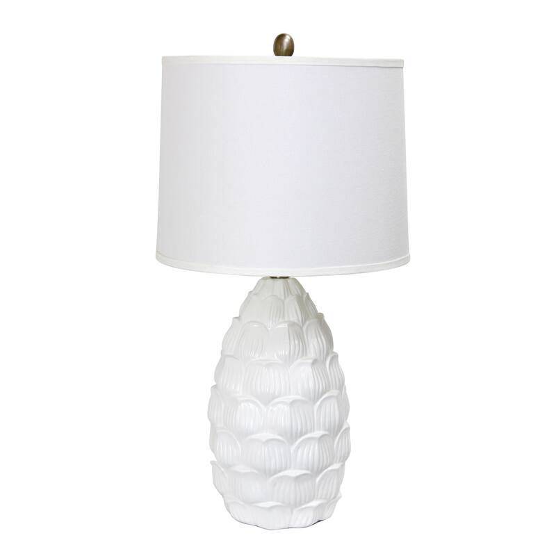 28 in. White Finish Table Lamp with White Shade, Sturdy Table Lamp for Living Rooms and Bedrooms