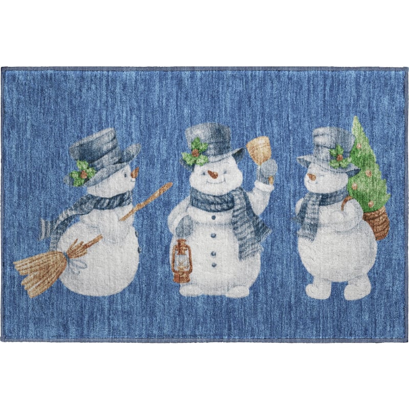 Premium Washable Super Soft Winter Holiday Snowman Mayfield Rug