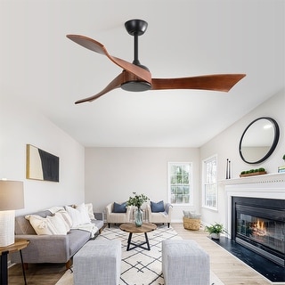 Sofucor 48/52 Inch Solid Wood Ceiling Fan with Light Optional, 6-Speed Reversible DC Motor and Remote control,Smart Optional