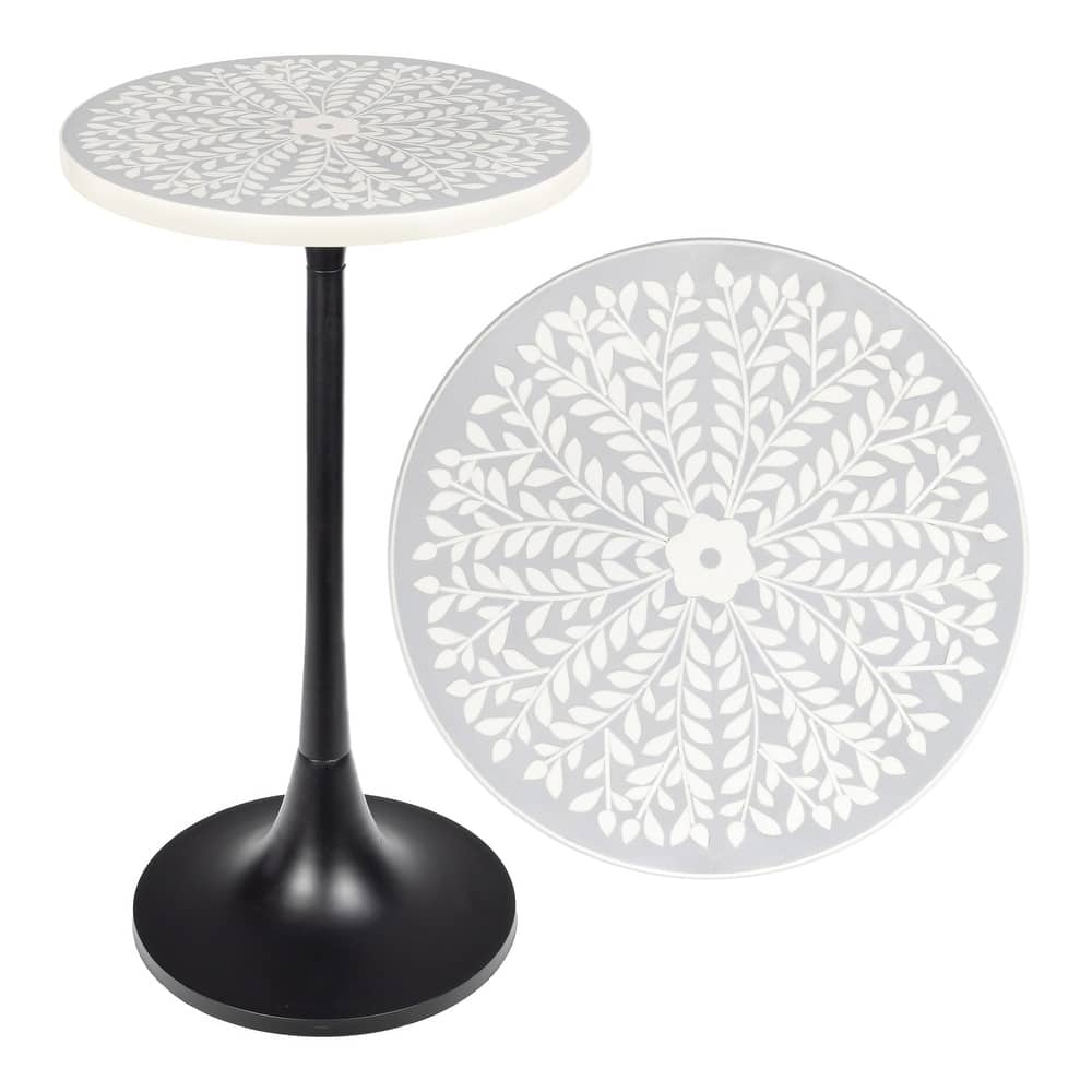 JONATHAN Y Miles 25" Modern Bohemian Metal/Resin Inlay Top End Table