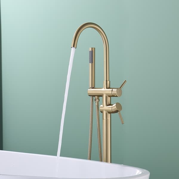 46 in. H x 11 in. W Single Handle Claw Foot Tub Faucet with Hand Shower in Brushed Nickel 46 in. H x 11 in. W Single Handle Claw Foot Tub Faucet with Hand Shower in Brushed Nickel