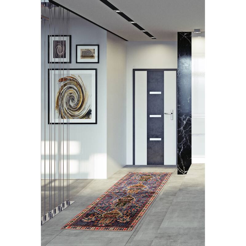 ECARPETGALLERY Hand-knotted Melis Vintage Dark Navy Wool Rug - 3'0 x 6'10