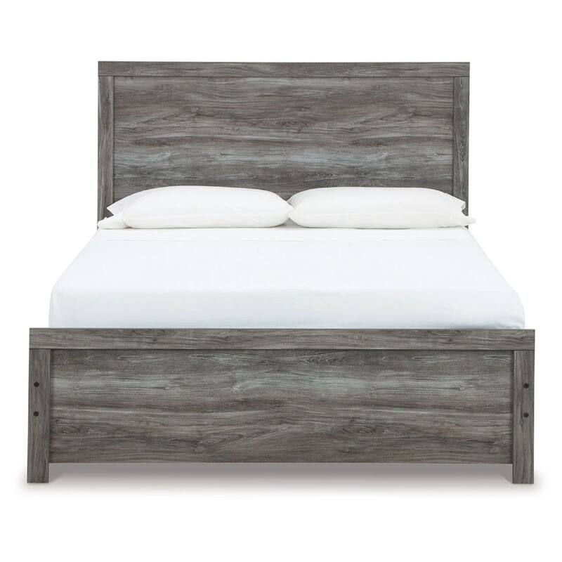 Roso Queen Panel Bed with Wood Grain Finish, Dark Gray Wood-Laminate