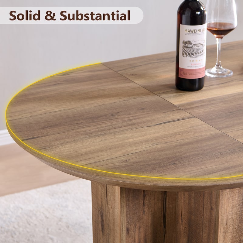 Modern 63" Oval Dining Table, Kitchen Table with Sturdy T-Shaped Base