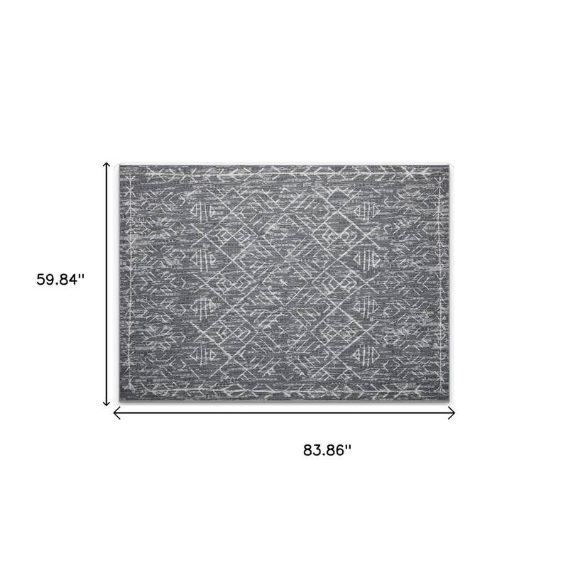 HomeRoots Abstract Geometric Casual Rectangle Area Rug - 5' X 7'