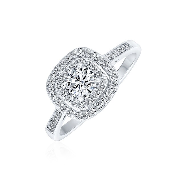 1CT Square Halo Solitaire Engagement Ring AAA CZ 925 Sterling Silver. Opens flyout.