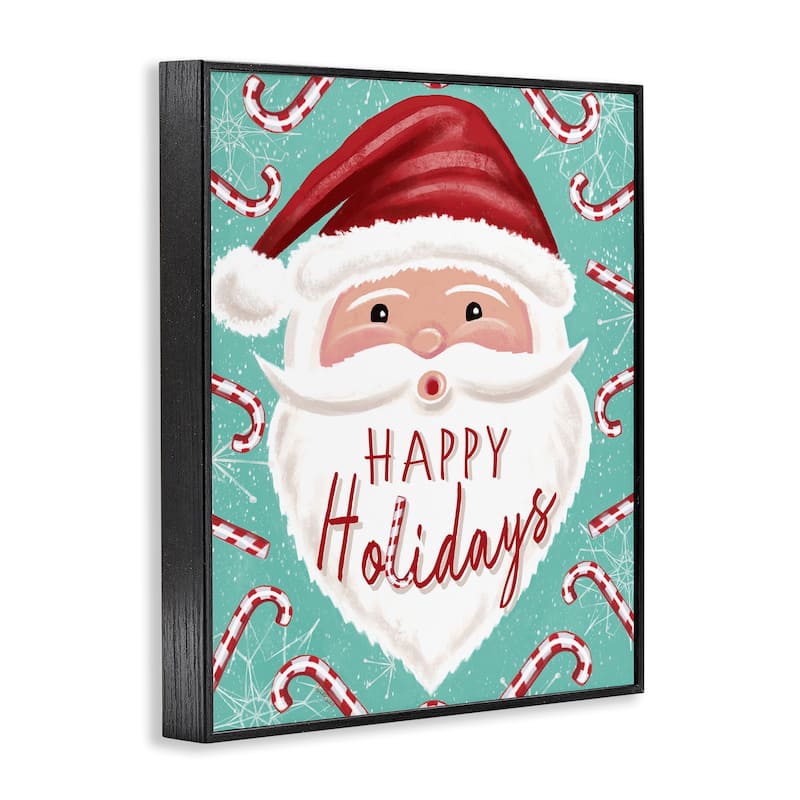 Stupell Jolly Santa & Candy Canes Framed Giclee Art Design By Elizabeth Tyndall