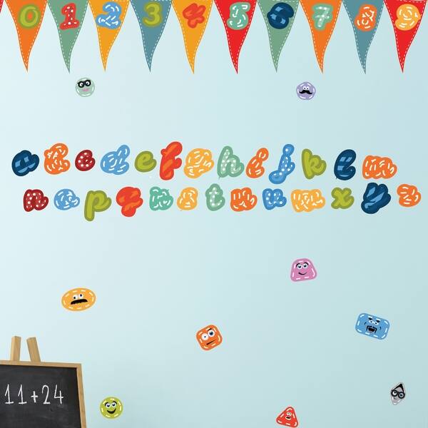 dimension image slide 2 of 5, Walplus Kids Educational Alphabets Shapes Wall Sticker Nursery Decor