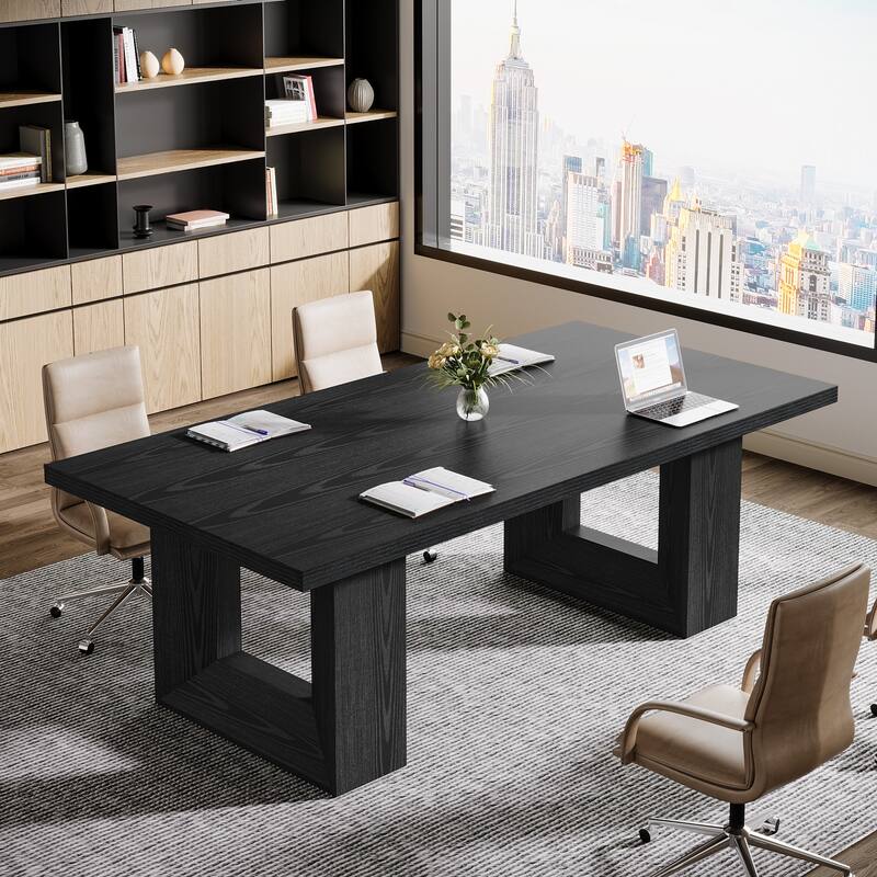 63'' Conference Table with Geometric Base, Home Office Computer Executive Desk