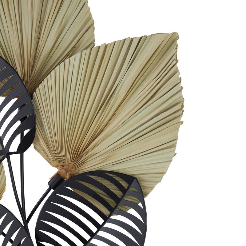 Metal Leaf Layered Home Wall Decor with Palm Leave Accents - Brown - Roche River Decor
