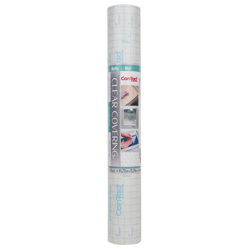 Con-Tact Brand Clear Cover Adhesive Covering, Clear, 18" x 50 ft, Matte
