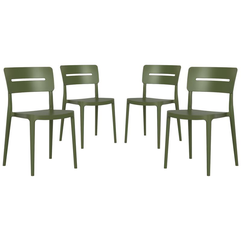 Frond and Form Outdoor Stacking Dining Side Chair (Set of 4) - Olive Green