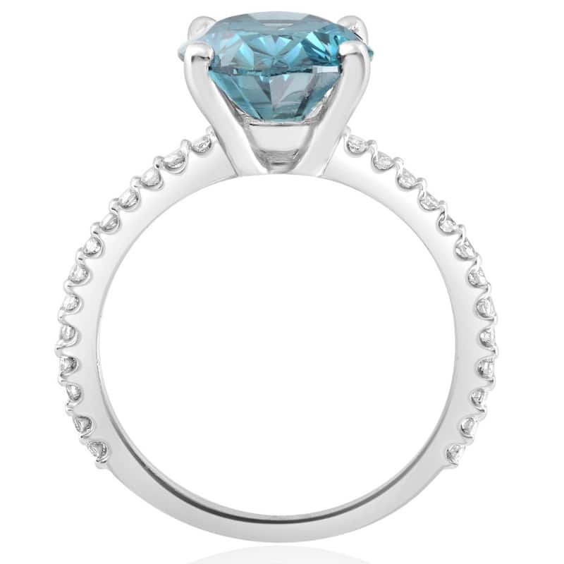 2 1/3Ct Blue Oval Diamond Engagement Ring in White Gold Lab Grown