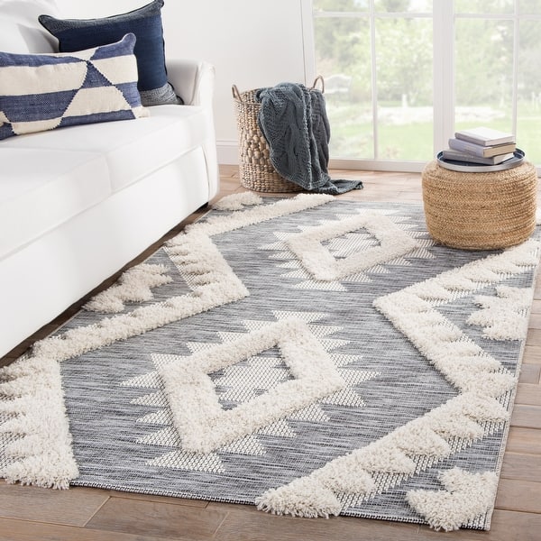 Zayne Indoor Outdoor Geometric Gray Cream Area Rug On Sale Overstock 26481519