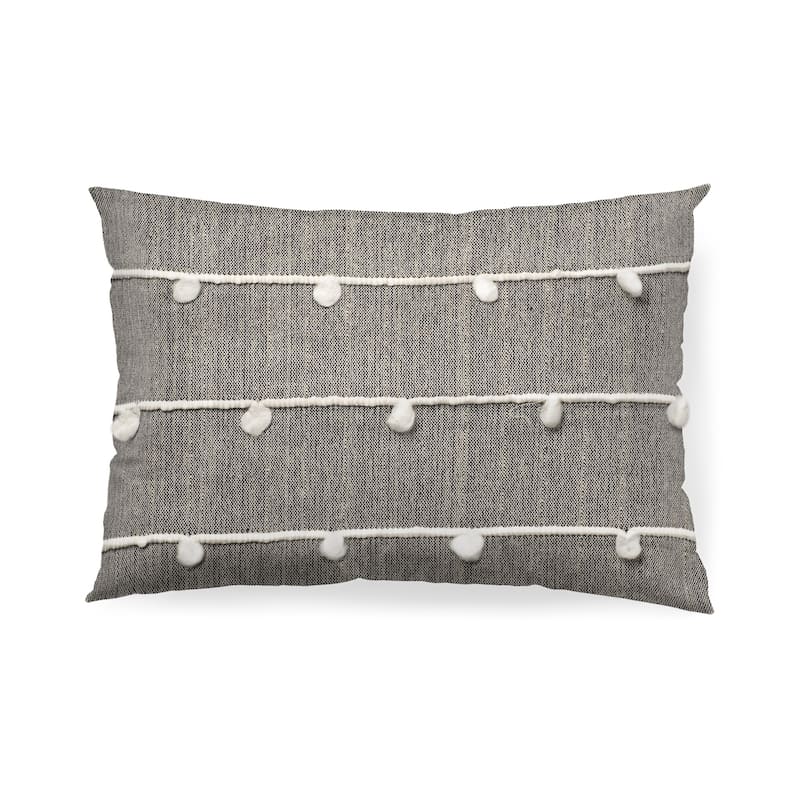 Dark Blue and Beige Lumbar Accent Pillow Cover