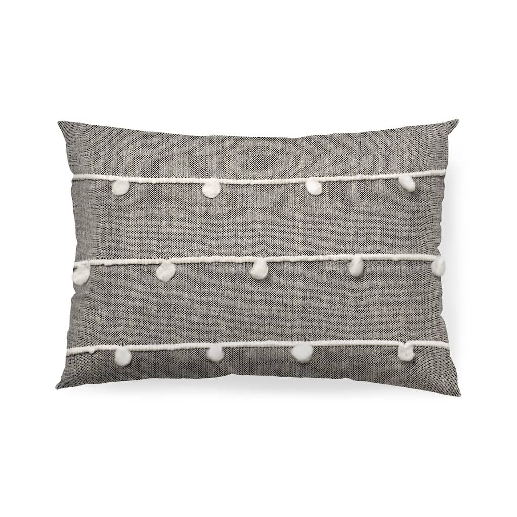 Dark Blue and Beige Lumbar Accent Pillow Cover