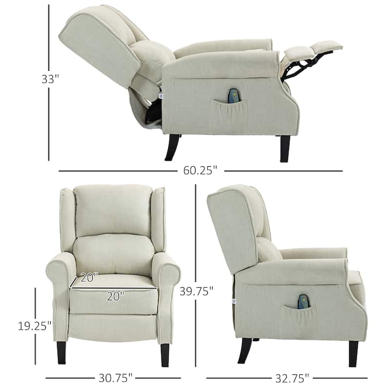 Vibrating Massage Recliner Chair Accent Chair - White