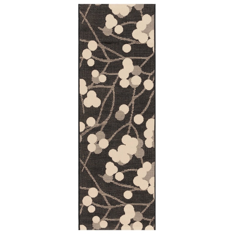 SAFAVIEH Courtyard Reesi Indoor/ Outdoor Waterproof Patio Backyard Rug - 2'3" x 6'7" Runner - Black Natural/Brown