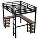 preview thumbnail 11 of 10, Black Full Size Metal Loft Bed with Desk and Shelves, Ladder and Guardrails, Loft Bed Frame for Bedroom