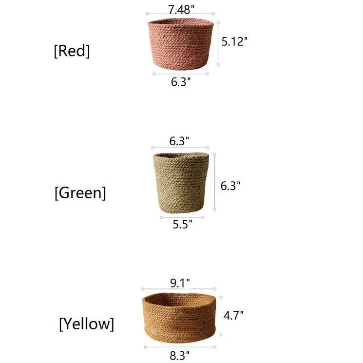 RusticReach Cotton Rope Woven Basket Desktop Organizer - Yellow