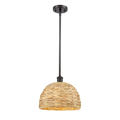 Innovations Lighting Woven Rattan - 1 Light 12" Stem Hung Pendant