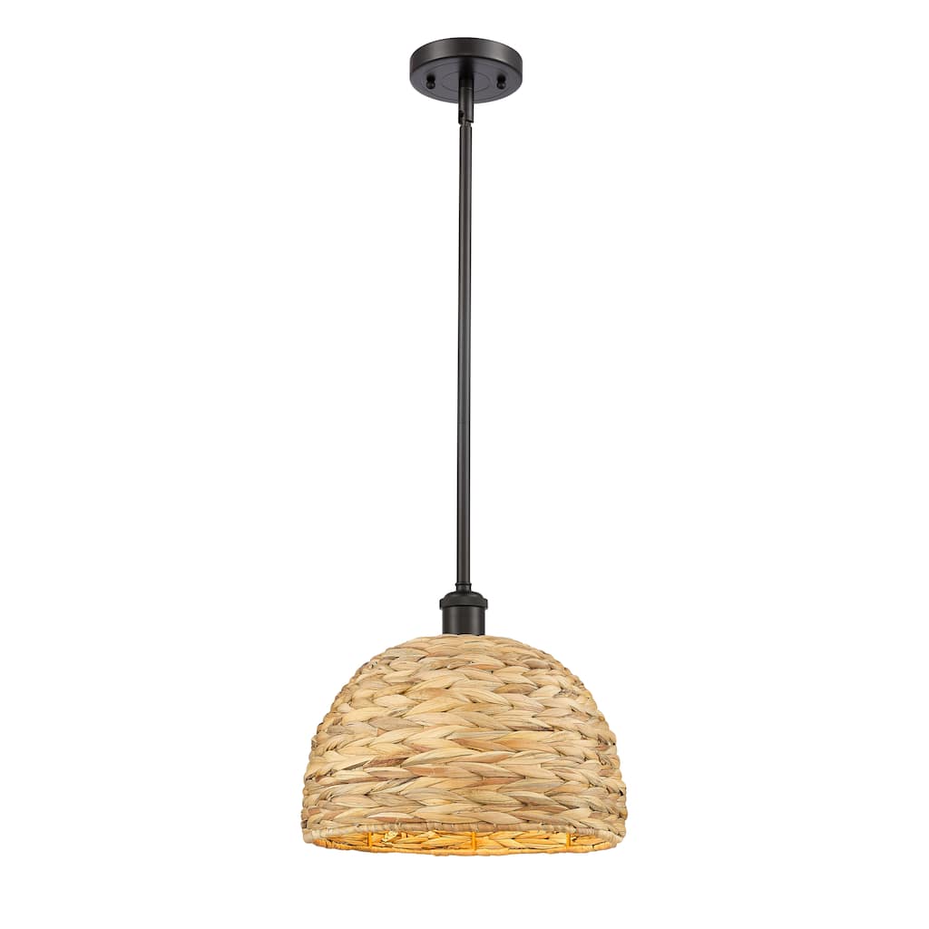 Innovations Lighting Woven Rattan - 1 Light 12" Stem Hung Pendant