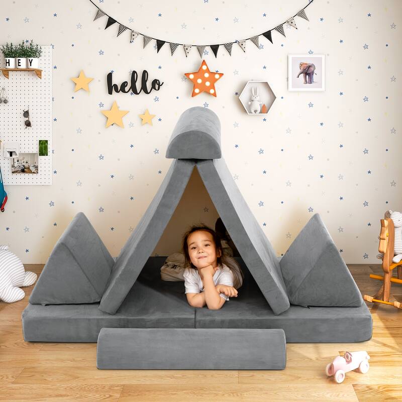 Convertible Kids Sofa Playset with Zipper