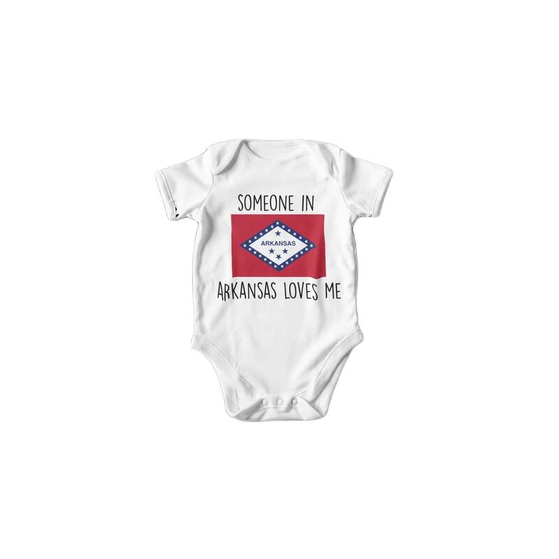 Arkansas Flag - Baby Boy Girl Clothes Infant Bodysuit Funny Cute Newborn - White - 3-6M