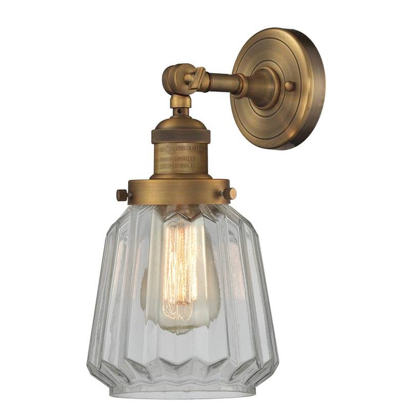 Innovations Lighting Chatham Single Light 12" Tall Bathroom Sconce - Brushed Brass / Clear Fluted