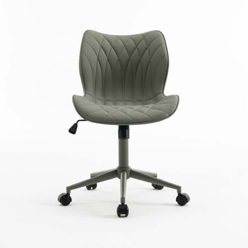 Faux Leather Office Chair with Wheels, Upholstered Task Chair