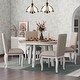 Wood Round Extendable Dining Table and 4 Upholstered Dining Chairs, 5 ...